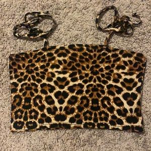 cheetah print tube top with thin string straps